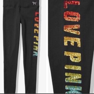 Victoria’s Secret Pink Rainbow Ombre bling leggings M NWT